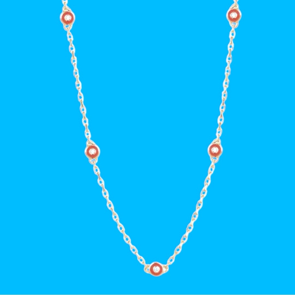 Lim Lim: Enamel Evil Eye Necklace in Orange